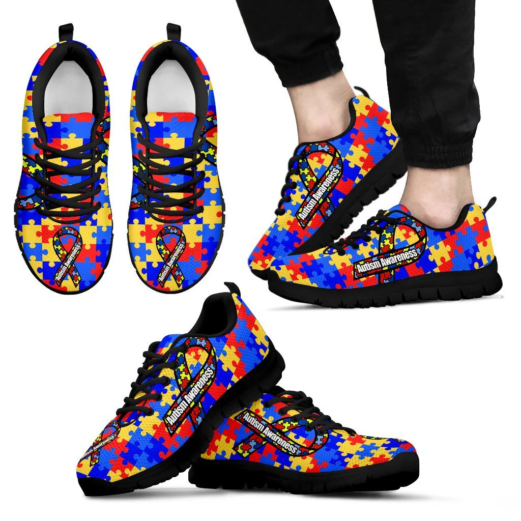 Autism Awareness Black Sneakers for Women and Men-grizzshop