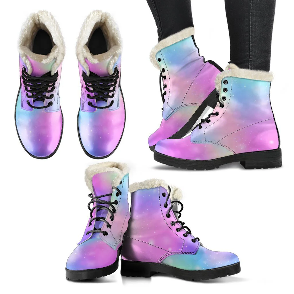 Rainbow Colorful Pattern Print Comfy Winter Boots-grizzshop