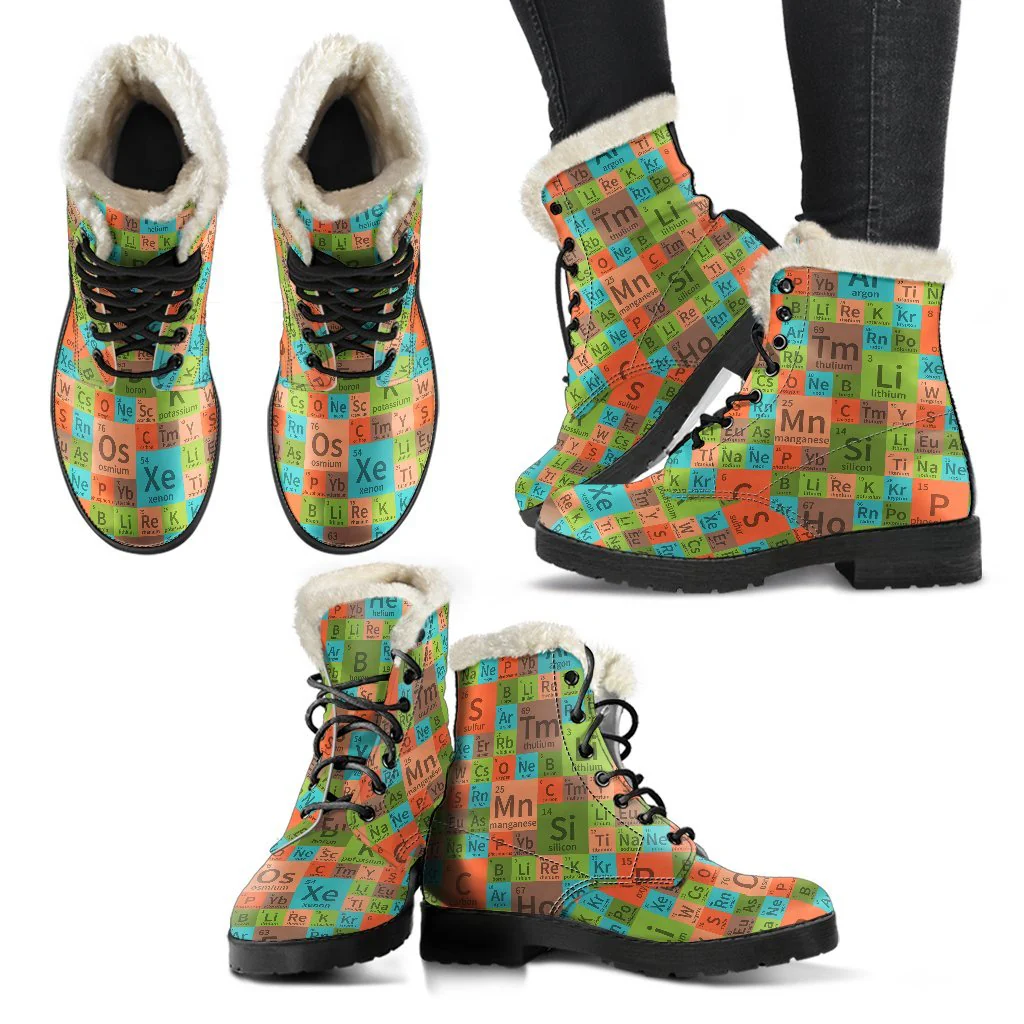 Science Periodic Table Pattern Print Comfy Winter Boots-grizzshop