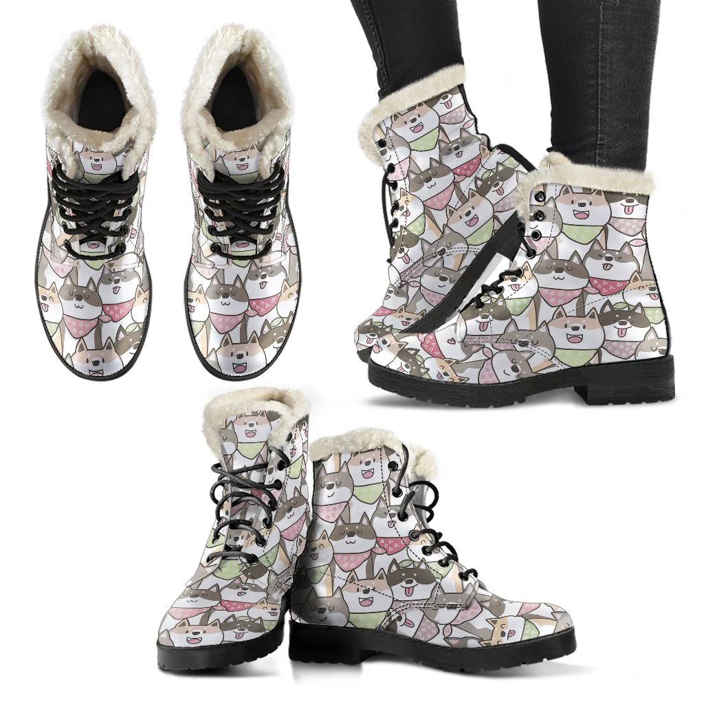Shiba Inu Dog Pupppy Print Pattern Comfy Winter Boots-grizzshop